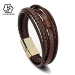 Stainless Steel Leather Bracelets: 21CM Multilayer