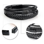 Stainless Steel Leather Bracelets: 21CM Multilayer
