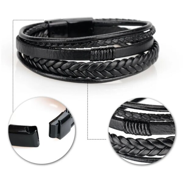 70764-sw9pcy.jpg Stainless Steel Leather Bracelets: 21CM Multilayer