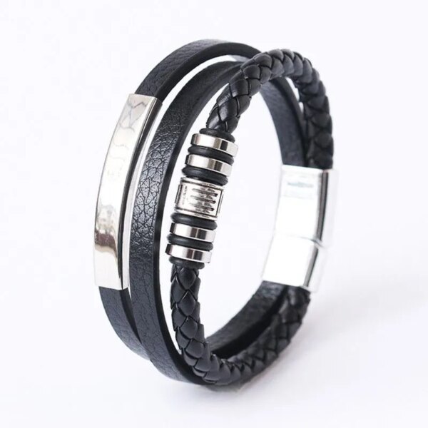 70764-wfwiij.jpg Stainless Steel Leather Bracelets: 21CM Multilayer