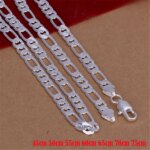 Solid Silver Color Necklace: 6mm Flat Chain
