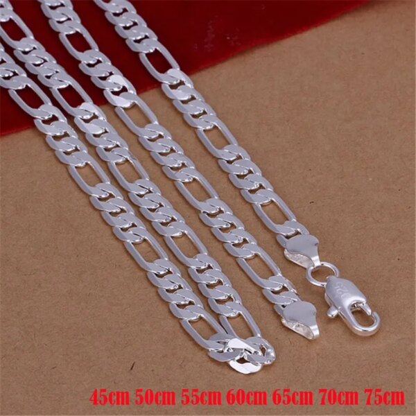 70784-feys2i.jpg Solid Silver Color Necklace: 6mm Flat Chain