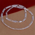 Solid Silver Color Necklace: 6mm Flat Chain