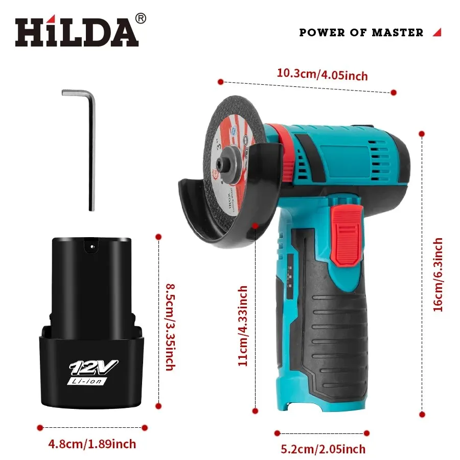 HILDA 12v Mini Angle Grinder: Rechargeable Power Tool