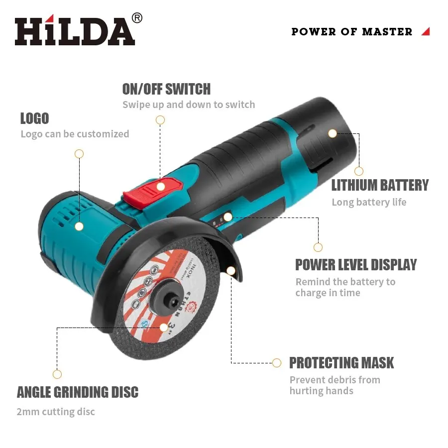 HILDA 12v Mini Angle Grinder: Rechargeable Power Tool