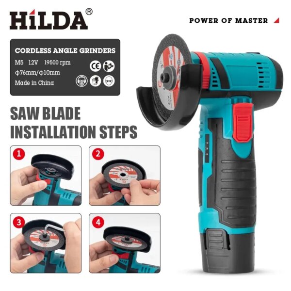 70857-xosrxo.jpg HILDA 12v Mini Angle Grinder: Rechargeable Power Tool