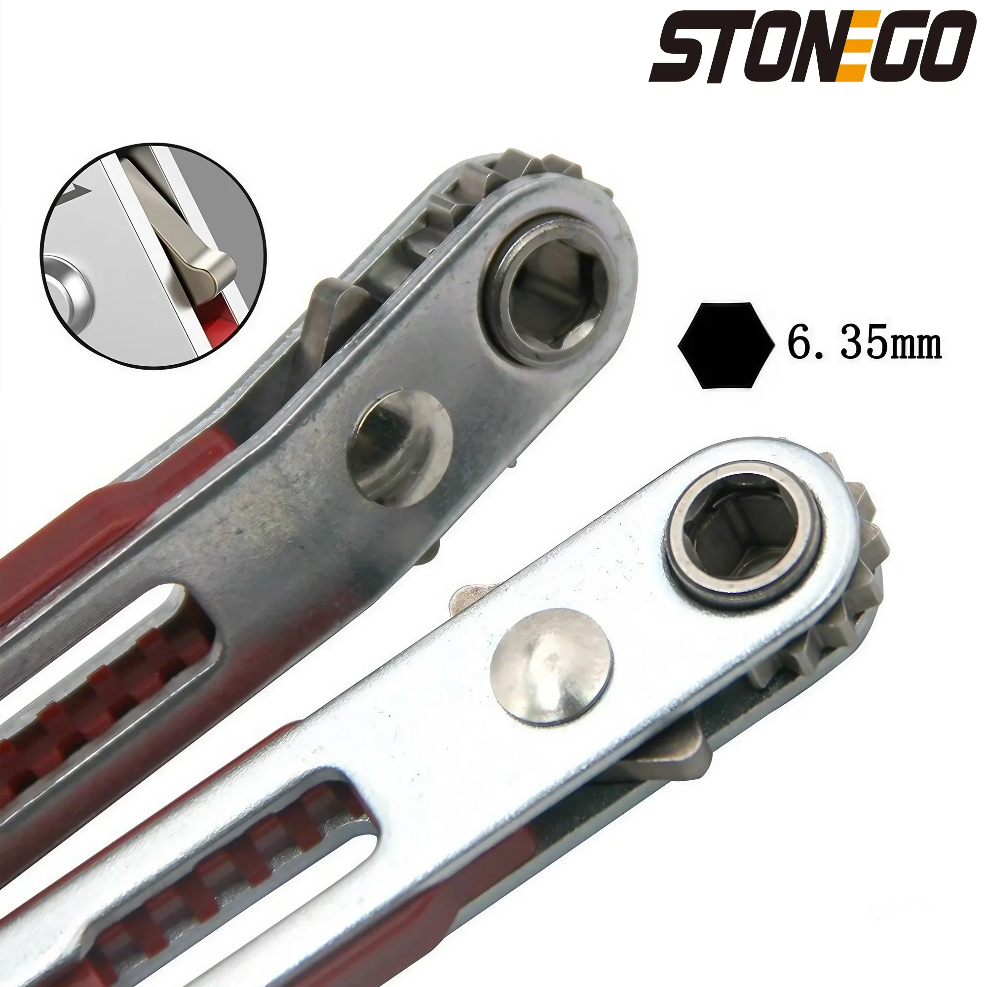 STONEGO Mini Double Headed Ratchet Wrench: 1/4 Inch Drive