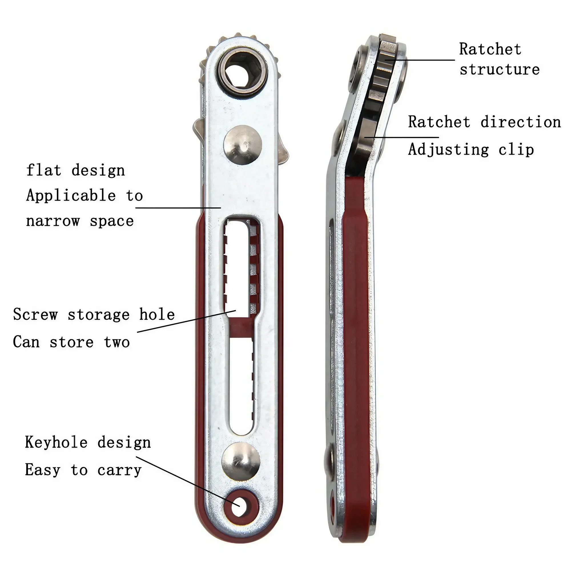 STONEGO Mini Double Headed Ratchet Wrench: 1/4 Inch Drive