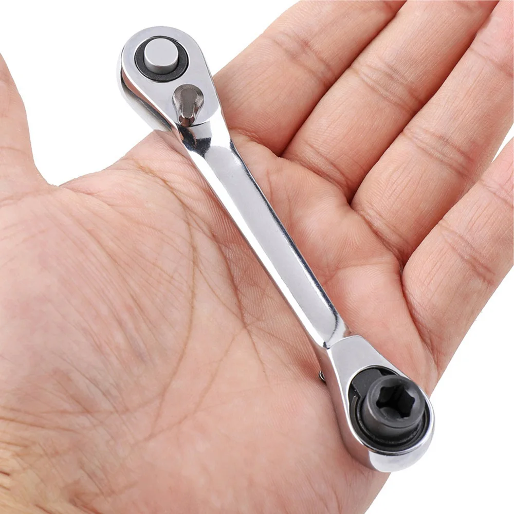 STONEGO Mini Double Headed Ratchet Wrench: 1/4 Inch Drive