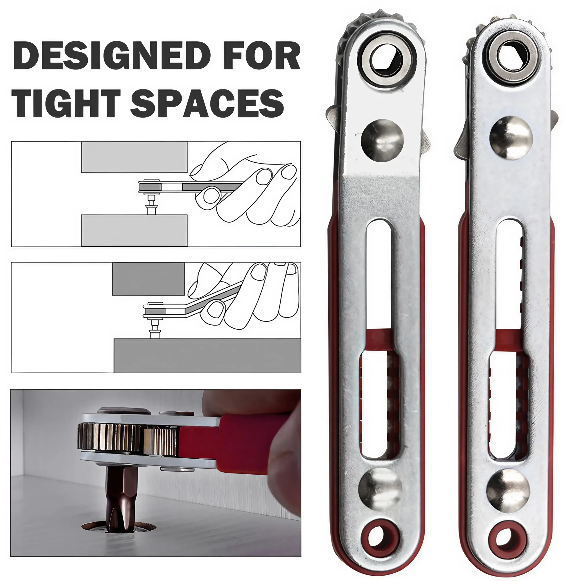 STONEGO Mini Double Headed Ratchet Wrench: 1/4 Inch Drive