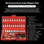 46pcs Car Repair Tool Kit: Socket Set & Ratchet Wrench