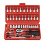 46pcs Car Repair Tool Kit: Socket Set & Ratchet Wrench