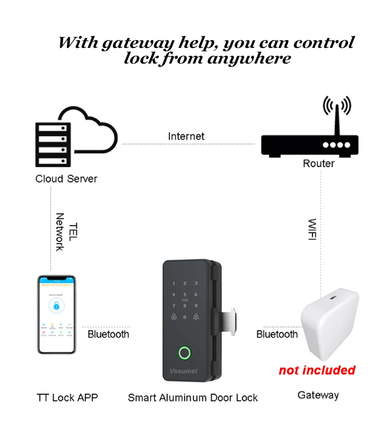 Smart Lock: Glass & Wooden Door, TTLOCK APP Enabled