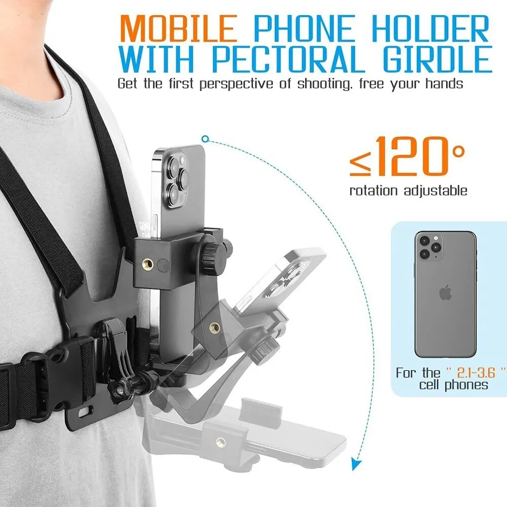 Adjustable Phone Clip Holder: Chest Strap Accessory