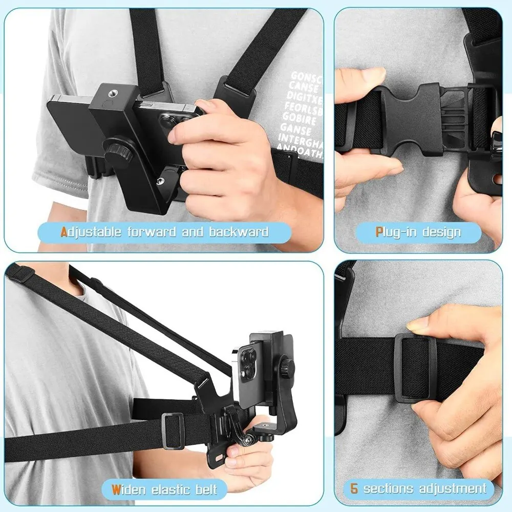 Adjustable Phone Clip Holder: Chest Strap Accessory