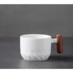80ml Ceramic Mug (Filter) - Handmade, Wood Handle, Gift