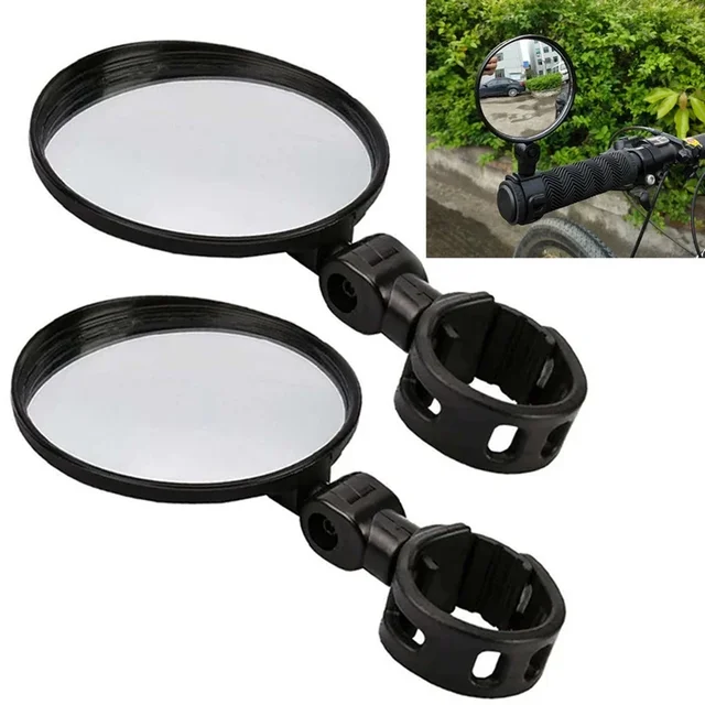 Adjustable Rotation Bike Mirror (Wide-Angle) - Handlebar Mount, Auxiliary Rearview Convex Mirror