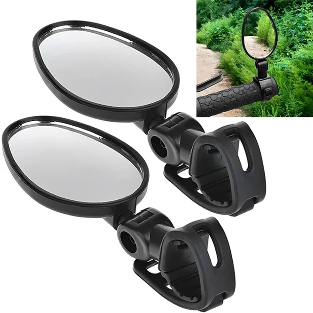 Adjustable Rotation Bike Mirror (Wide-Angle) - Handlebar Mount, Auxiliary Rearview Convex Mirror