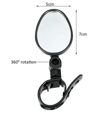 Adjustable Rotation Bike Mirror (Wide-Angle) - Handlebar Mount, Auxiliary Rearview Convex Mirror