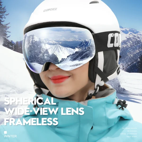 Anti-Fog Ski Goggles (UV400 Protection) - COPOZZ, Big Face Snow Glasses