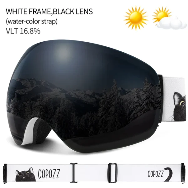 Anti-Fog Ski Goggles (UV400 Protection) - COPOZZ, Big Face Snow Glasses