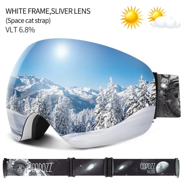 Anti-Fog Ski Goggles (UV400 Protection) - COPOZZ, Big Face Snow Glasses