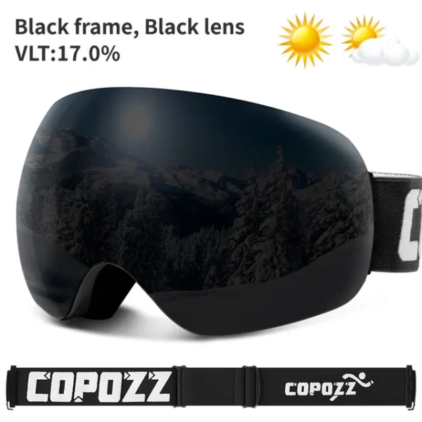 Anti-Fog Ski Goggles (UV400 Protection) - COPOZZ, Big Face Snow Glasses