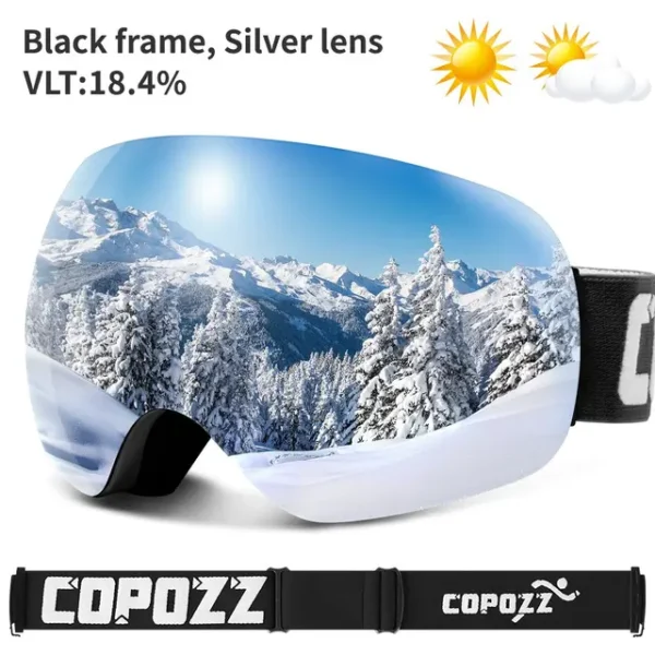Anti-Fog Ski Goggles (UV400 Protection) - COPOZZ, Big Face Snow Glasses