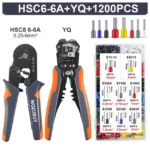 Ferrule Crimper Tool, Ratchet Crimping Tool Kit-Wire Stripper & Crimper Plier, or Plier Set with Connectors