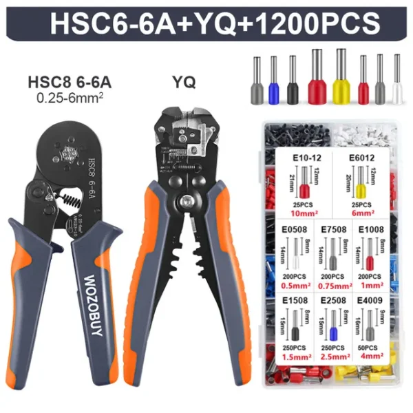 Ferrule Crimper Tool, Ratchet Crimping Tool Kit-Wire Stripper & Crimper Plier, or Plier Set with Connectors