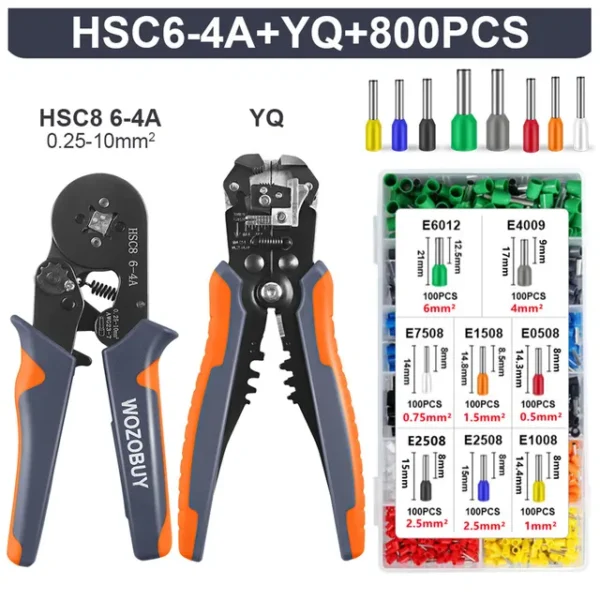 Ferrule Crimper Tool, Ratchet Crimping Tool Kit-Wire Stripper & Crimper Plier, or Plier Set with Connectors