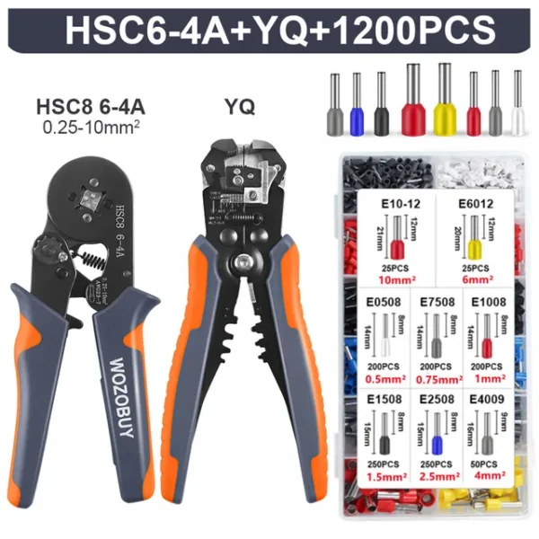 Ferrule Crimper Tool, Ratchet Crimping Tool Kit-Wire Stripper & Crimper Plier, or Plier Set with Connectors