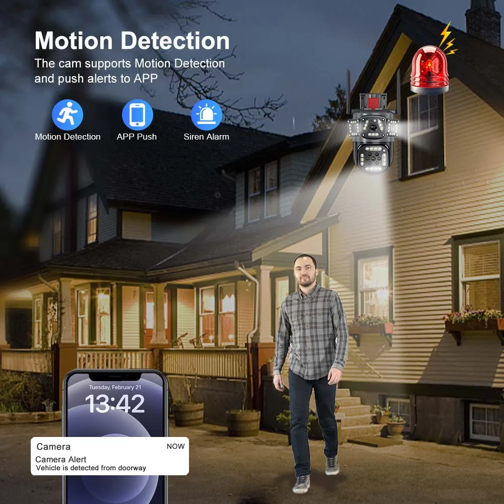 Intelligent 360° PTZ Security IP Camera (6K, WiFi) - 8X Zoom, Motion Tracking 