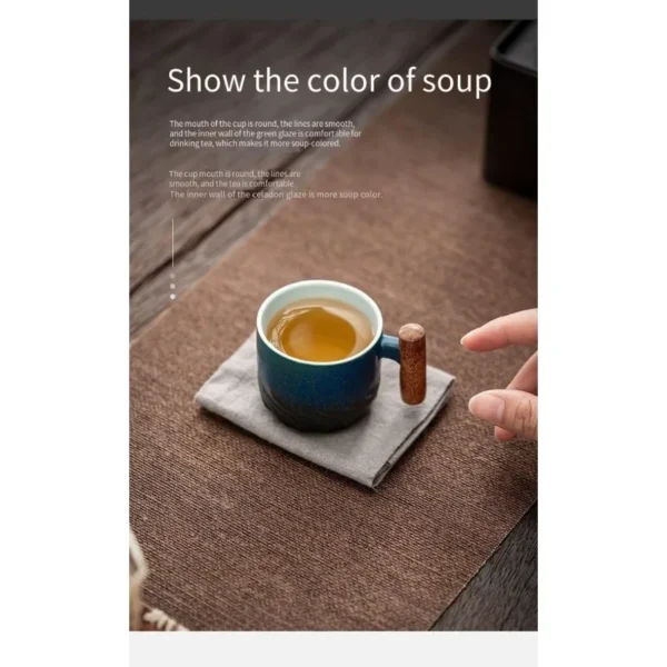 S108e30dea7ae483e9a3e1c7d7c5657adP 80ml Ceramic Mug (Filter) - Handmade, Wood Handle, Gift