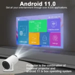 Home Cinema 4K WiFi6 Projector (Android 11) - Portable, 260 ANSI