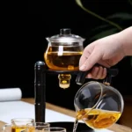 Full Automatic Dianthus Caryophyllus Glass Teapot (Heat-Resistant) - Infuser, Drip, Warmer