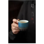 80ml Ceramic Mug (Filter) - Handmade, Wood Handle, Gift