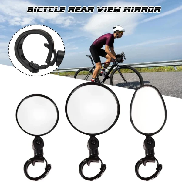 Sa9c4dd6ed9794d9ab761328523708baam Adjustable Rotation Bike Mirror (Wide-Angle) - Handlebar Mount, Auxiliary Rearview Convex Mirror