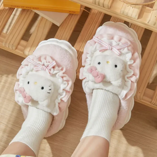 Sanrio-Hello-Kitty-Cotton-Slippers-For-Women-My-Melody-Winter-Thick-Soft-Sole-Slides-Indoor-Floor.jpg_ Hello Kitty Slippers (Women's) - Cozy Winter, Indoor/Outdoor