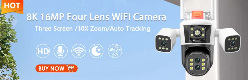 Smart 6K Human Tracking Triple Lens PTZ Security IP Camera CCTV (12MP, WiFi, Outdoor)