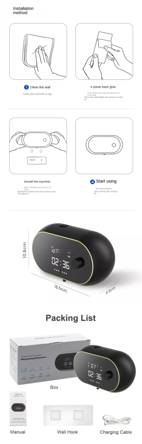 Sdbc17f7658814d718e8289a869780366F Creative Touchless Liquid Foam Soap Dispenser (Time & Temperature Display) - Waterproof, Automatic