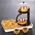 Full Automatic Dianthus Caryophyllus Glass Teapot (Heat-Resistant) - Infuser, Drip, Warmer
