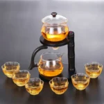 Full Automatic Dianthus Caryophyllus Glass Teapot (Heat-Resistant) - Infuser, Drip, Warmer
