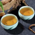 Traditional 80ml Celadon Teacup Ceramic (Hand-painted Landscape) - Lotus, Bamboo, Carp