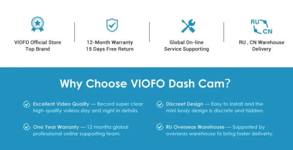 V3 2K WiFi Car Dash Cam (Super Night Vision) - VIOFO A119