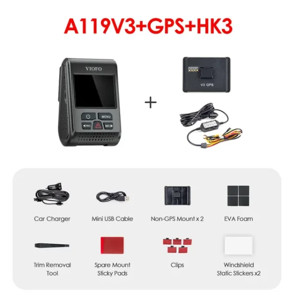 V3 2K WiFi Car Dash Cam (Super Night Vision) - VIOFO A119