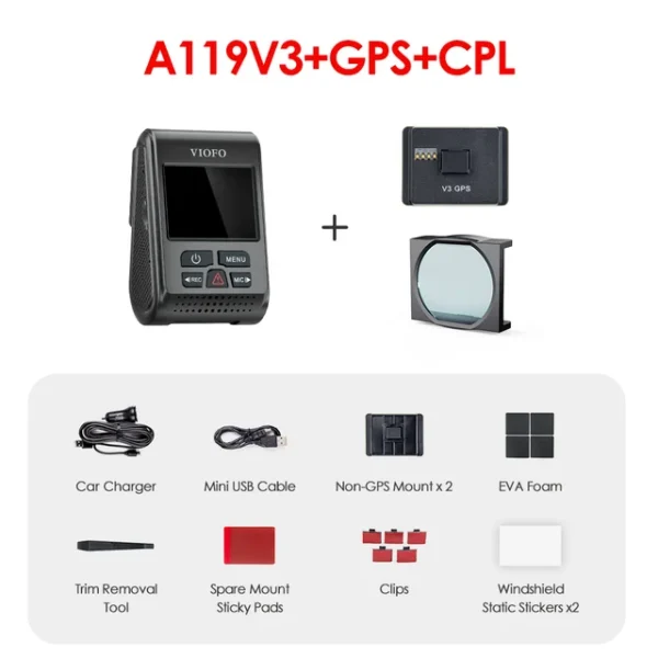 V3 2K WiFi Car Dash Cam (Super Night Vision) - VIOFO A119