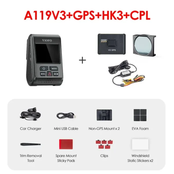 V3 2K WiFi Car Dash Cam (Super Night Vision) - VIOFO A119