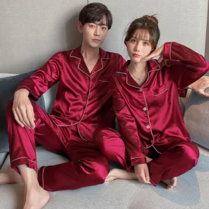 Couple Pajama Sets Silk Sleepwear