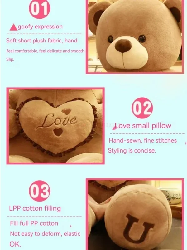 80-100cm-Big-Plush-ToySizeteddy-Bear-Giant-Pink-Soft-Stuffed-Animals-Pillow-Dolls-Grilfriend-Girl-Wife.jpg_ (4) Gift 80/100cm Big Plush Size Teddy Bear Giant Toy Pink Girl Wife Birthday Valentines Day
